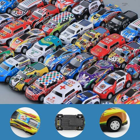 Mostop 100 PCS Mini Pull Back Car Set, Pull Back Racing Vehicles for Kids Toddlers, Kids Party Favors Car Pack Toy with Storage Box and Map, Bulk Small Vehicles, Push and Go Racing Cars for Kids in Saudi Arabia