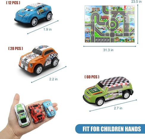 Mostop 100 PCS Mini Pull Back Car Set, Pull Back Racing Vehicles for Kids Toddlers, Kids Party Favors Car Pack Toy with Storage Box and Map, Bulk Small Vehicles, Push and Go Racing Cars for Kids in Saudi Arabia