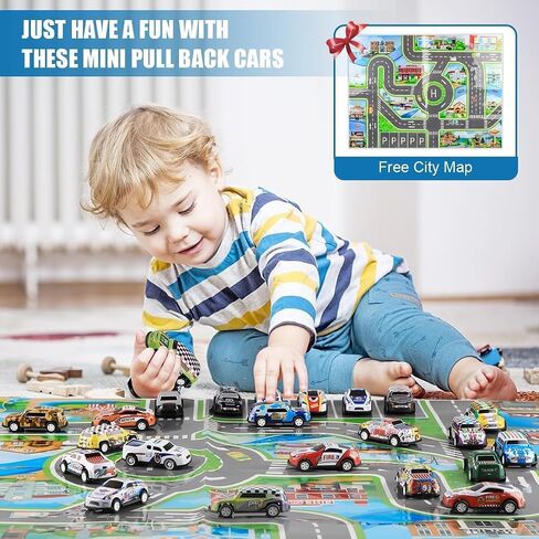 Mostop 100 PCS Mini Pull Back Car Set, Pull Back Racing Vehicles for Kids Toddlers, Kids Party Favors Car Pack Toy with Storage Box and Map, Bulk Small Vehicles, Push and Go Racing Cars for Kids in Saudi Arabia