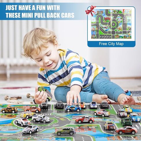 Mostop 100 PCS Mini Pull Back Car Set, Pull Back Racing Vehicles for Kids Toddlers, Kids Party Favors Car Pack Toy with Storage Box and Map, Bulk Small Vehicles, Push and Go Racing Cars for Kids in Saudi Arabia