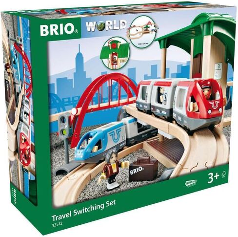 BRIO World - 33512 Travel Switching Set | Premium Wooden Train Toy Set with 42 Pieces & Accessories | Perfect for Children Ages 3 and Up | Compatible with All BRIO Railway Toys in Kuwait