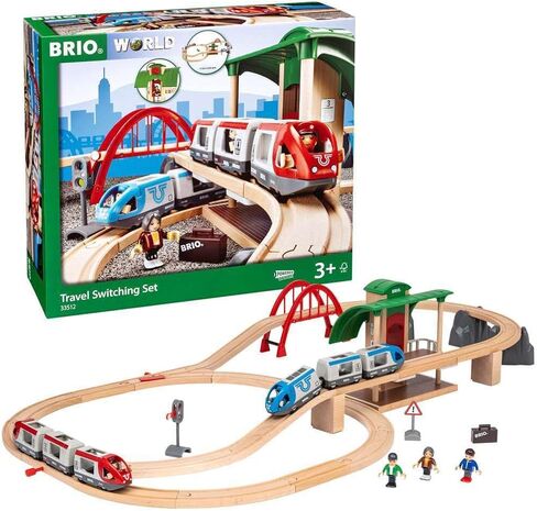 BRIO World - 33512 Travel Switching Set | Premium Wooden Train Toy Set with 42 Pieces & Accessories | Perfect for Children Ages 3 and Up | Compatible with All BRIO Railway Toys in Kuwait