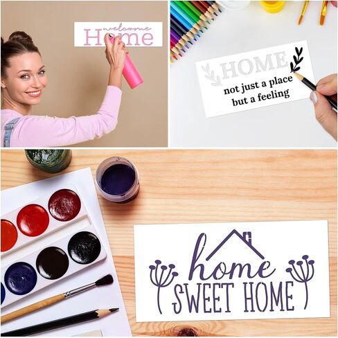 Keluna Welcome Home Stencils, 20 Pcs Large Welcome Stencils for Painting on Wood, Sweet Home Plastic Template Stencils for Painting, Home Letters Stencils for Painting on Wood Sign Porch Wall Decor in Saudi Arabia