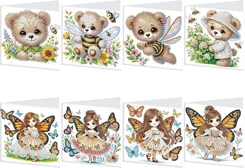 8 Packs Diamond Art Painting Greeting Card Kit Diamond Art Greeting Cards Special Shaped Diamond Painting Greeting Card Arts Crafts for Christmas Birthday Thanksgiving Day Holiday (Flowers 30x15cm) in Saudi Arabia