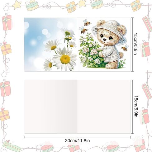8 Packs Diamond Art Painting Greeting Card Kit Diamond Art Greeting Cards Special Shaped Diamond Painting Greeting Card Arts Crafts for Christmas Birthday Thanksgiving Day Holiday (Flowers 30x15cm) in Saudi Arabia
