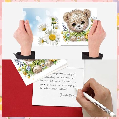 8 Packs Diamond Art Painting Greeting Card Kit Diamond Art Greeting Cards Special Shaped Diamond Painting Greeting Card Arts Crafts for Christmas Birthday Thanksgiving Day Holiday (Flowers 30x15cm) in Saudi Arabia