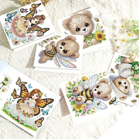 8 Packs Diamond Art Painting Greeting Card Kit Diamond Art Greeting Cards Special Shaped Diamond Painting Greeting Card Arts Crafts for Christmas Birthday Thanksgiving Day Holiday (Flowers 30x15cm) in Saudi Arabia