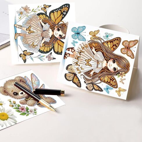 8 Packs Diamond Art Painting Greeting Card Kit Diamond Art Greeting Cards Special Shaped Diamond Painting Greeting Card Arts Crafts for Christmas Birthday Thanksgiving Day Holiday (Flowers 30x15cm) in Saudi Arabia