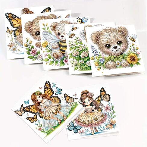 8 Packs Diamond Art Painting Greeting Card Kit Diamond Art Greeting Cards Special Shaped Diamond Painting Greeting Card Arts Crafts for Christmas Birthday Thanksgiving Day Holiday (Flowers 30x15cm) in Saudi Arabia