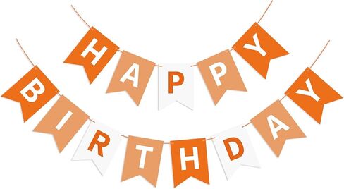 Orange Happy Birthday Banner Bunting Banner Sign, Birthday Garland Tea Party Decorations, Fall Halloween Thanksgiving Birthday Party Supplies for Kids and Adults in Kuwait