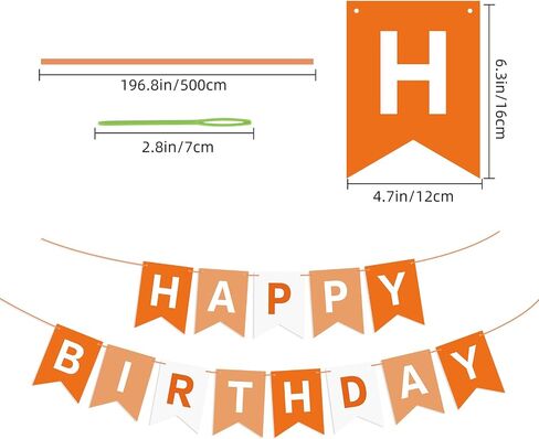 Orange Happy Birthday Banner Bunting Banner Sign, Birthday Garland Tea Party Decorations, Fall Halloween Thanksgiving Birthday Party Supplies for Kids and Adults in Kuwait