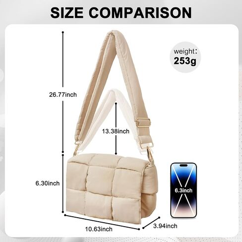 NAARIIAN Puffer shoulder bag Nylon padded woven handbag designer crossbody dupes women down purse in Kuwait