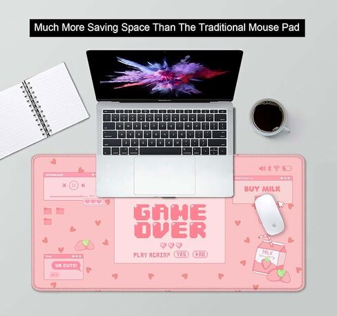 Cherry Blossom Desk Mat لطيف ، وسق ساكورا وردي كبير ألعاب الماوس ، زهور الأزهار اليابانية ديكور مكتب المكتب المكتبي ، 31.5 × 15.7 بوصة ، جمالية أنيمي in Kuwait