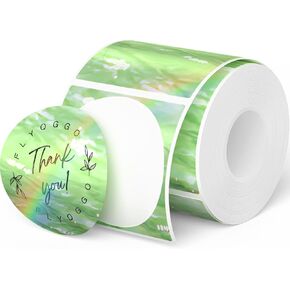 2 inch Silver Holographic Thermal Labels Circle, Round Thermal Sticker Labels Rainbow Glitter Thermal Stickers for Price Tags, Barcode, Name, DIY Custom Logo Design(200Pcs/Roll)