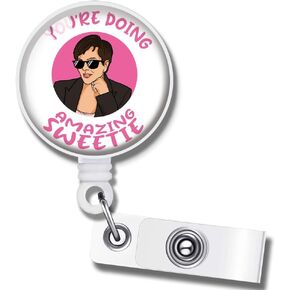 Nurse Badge Reel, Cute Retractable Badge Holders for Nurse Name Tag Card, Labor and Delivery Badge Reel, Funny You're Doing Amazing Sweetie Nursing Doctor Student Medical Work Office