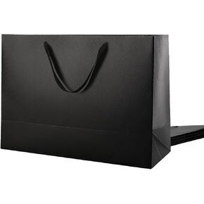 12 Extra Large Gift Bags 16x6x12 Inches, Luxury Matte Black Large Gift Bags with Handles for All Occasions (Grain Textured Finish)