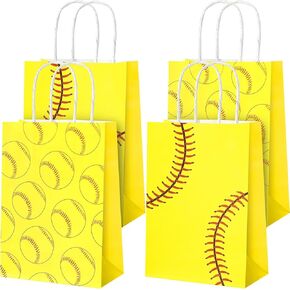 RAIHOMKIT 16 Pcs Softball Party Treat Bags,Softball Treat Candy Bags with Handle,Softball Gift Bags,Softball Goodie Favor Treat Bags Present Bags for Sport Softball Birthday Party Decorations Supplies