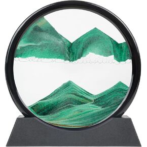 Drakswet Moving Sand Art Liquid Motion，Moving Sand Art Picture-3D Deep Sea Sandscape，Round Glass Frame Display Flowing Sand Relaxing Desktop Home Office Work Decor (Purple)
