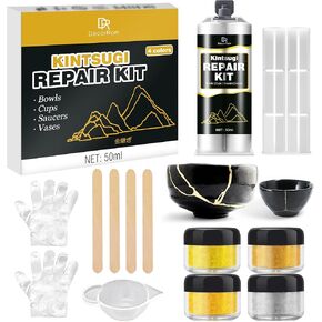 Kintsugi Repair Kit - Food Safe Kintsugi Kit Repairs Croken Ceramics ، Glass ، Jade ، Sulptures ، Pottery ذات مغزى - Gold Kintsugi Glue for Ceramics and Porcelain Repair ، Art Art Craft