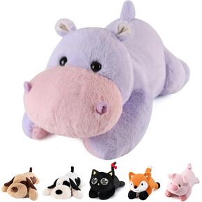meowtastic 28 Inch 5.0 Pounds Weighted Plush Hippo Stuffed Animal - Large Stuffed Hippo Weighted Plush Pillow - Cute Plush Toys Gifts for Kids & Adults