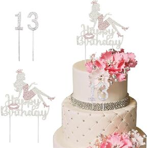 Happy Birthday Crown Cake Topper Queen Lady Rhinestone Cake Topper Glitter 50th Birthday Cupcake Toppers 50st Birthday Decorations for Girls Women Birthday Anniversary Party Favors