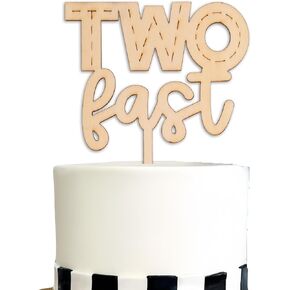 Fast One Cake Topper - Wooden Race Track Cake Topper, Race Car Cake Topper, First Birthday Cake Decorations for Anniversary, Cake Smash