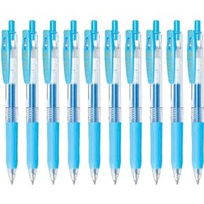 Zebra Sarasa Clip 0.7 Retractable Gel Ink Pen, Rubber Grip, 0.7mm, Light Blue Ink, Value Set of 10