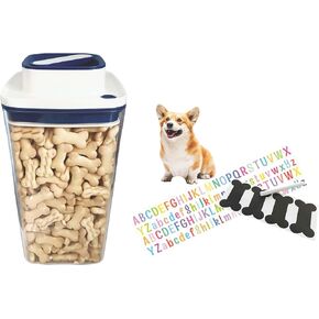 Dog Treat Storage Container Airtight,1.3L Kitchen Counter Cat Food Canister with Silicone Sealed Lid for Fresh,Customizable Chalk Labels,Portable Travel Pet Food Storage Dispenser for Small Animals