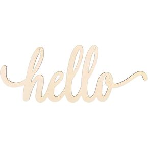 Hello Wood Sign Cutout Hello Wooden Letter Sign Hanging Decorative DIY Block Words Sign Door for Home Shop Hotel 2Pack