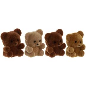 Miniature Flocked Brown Teddy Bears for Dolls, Dollhouses, Dioramas, Designs - 1:12 Scale
