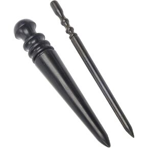 2pcs Ebony Wood Leather Craft Slicker Round Burnisher Leather Polished rods Edge Burnisher Slicker Tool