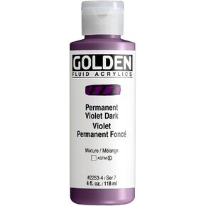 Fluid Acrylics by GOLDEN, Permanent Violet Dark, 4 fl. oz. Bottle, Professional Acrylic Paint, Transparent