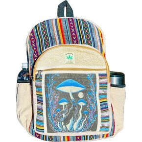 Handmade Unique Design Himalayan Hemp Cotton Backpack 17 IN Large Hippie, Festival, Hiking & Tablet Laptop Backpack Bag - Made In Mt. Everest Country Nepal