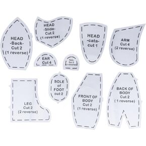 Keenso 10pcs Memory Bear Sewing Patterns Template,Bear Sewing Template Set for Sewing (L 15inch)
