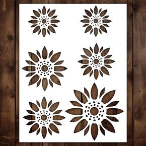 Sunflower Stencils Sunflower Flower Stencils Flower Stencil Fall Stencils Fall Stencil Botanical Stencils for Painting on Wood, Canvas, Paper, Fabric, Wall, Rock, Furniture 11x8.5