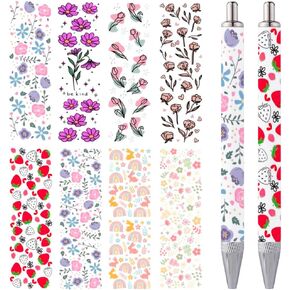 UV DTF Pen Wraps - 40 Sheets Waterproof UVDTF Transfer Pen Stickers Cute Colorful Personalized UV DTF Decals for Women Student Glass DIY Craft Pen Pencil