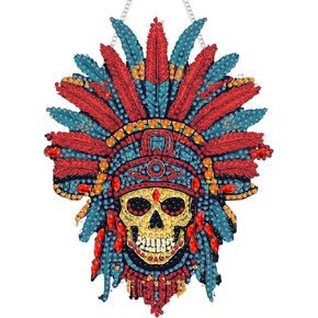 SKRYUIE Hanging Diamond Art Kits for Adults Pendant Skeleton, Special Shaped Crystal DIY Diamond Painting Kit, Acrylic Board Wreath Pendants Double Sided, Home Decor 7.91 x 6.10 Inch x4