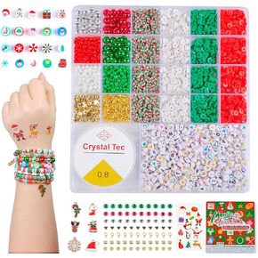 SJZWSD Friendship Bracelet Kit - 13000pcs Polymer Clay & Glass Seed Beads, 48 Colors, 6mm Heishi & 416 Letters Beads for Bracelet Making & Friendship Bead Creations