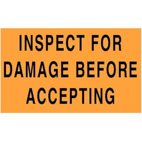 ChromaLabel 3 x 5 Inch Inspect for Damage Imprinted Shipping Handling Labels, Fluorescent Orange, 500 Roll