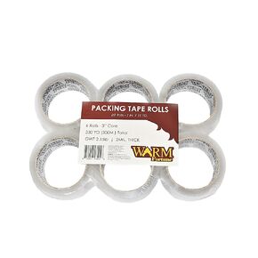 Carton Sealing Clear Packing Tape Box Shipping (6 Rolls) / 2"x55YD, 2mil (2" x55YD, 2mil, 1, Set)