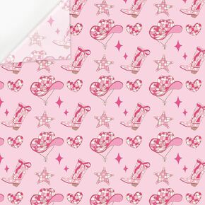 JarThenaAMCS 60 Sheets Western Cowgirl Tissue Paper Pink Cowgirl Hat Boots Wrapping Paper Decorative Art Paper for Birthday Baby Shower Party DIY Crafts, 14 x 20 Inch