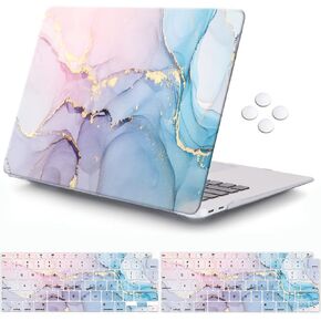 iCasso for MacBook Air 13 Inch Case 2018-2020 Release A2337 M1/A1932/A2179 with Retina Display Touch ID, Protective Hard Plastic Shell Case and Keyboard Cover for MacBook Air 13 (Purple Soft)
