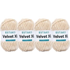 Estako Velvet XL 100% Polyester Super Bulky Weight #6 Chenille Blanket amigurumi Yarn for Crocheting and Knitting 3.53 Oz (100g) / 55 Yrds (50m) (10476 - Green)