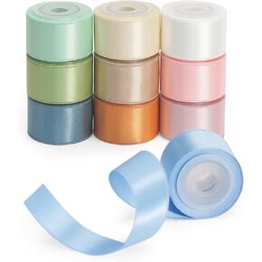 Altier Double Face Satin Ribbon 1 inch x 5 Yard x 10 Rolls Pastel and Dusty Set for Gift Wrapping Wedding Bouquet Invitation Party Christmas Holiday