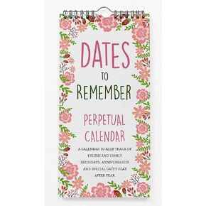 Floral Rustic Perpetual Calendar Birthday Wall Hanging Anniversary Special Event Reminder Calendar Book Journal Stationary Wall Hanging Birthday Gift Card Planner Organizer
