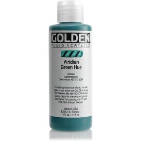 Golden Historical Fluid Acrylic Colors Viridian Green Hue 4 oz