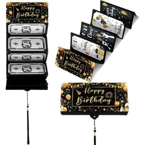 Birthday Money Holder with 10 Slots for Cash Gifts Surprise Money Cash Envelope Card Holder for Birthday Gifts(Rose Golden)