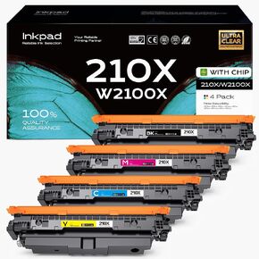 210X Toner Cartridges 4 Pack High Yield (with Chip) Compatible for HP 210X 210A Toner Cartridges Work for HP Color Laserjet MFP 4301fdw 4301fdn Pro 4201dw 4201dn Series Printer (B/C/Y/M)