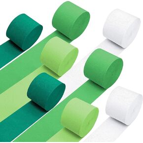YSSAI Green Crepe Paper Streamers 8 Rolls 656 ft Green Party Streamer Garland Hanging Backdrops Decorations for Spring Theme Party Dinosaur Theme Birthday Baby Shower St.Patrick's Day Party Supplies