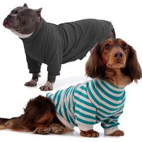 IECOii 2 Packs - Dog Tshirt for Large Dogs- 2XLarge - Pink Stripe+Apricot - Pet Tee Shirts with Sleeves, Full Coverage Pet Pajamas/Shedding Suit/Everyday Wear,Pullover Sweatshirt Pitbull Clothes